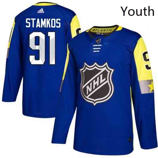Youth Adidas Tampa Bay Lightning 91 Steven Stamkos Authentic Royal Blue 2018 All Star Atlantic Division NHL Jersey